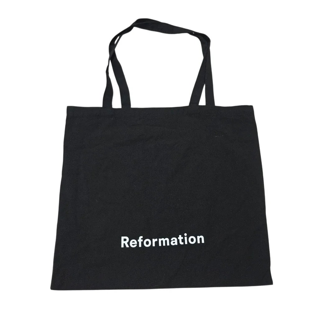 Reformation Black Canvas Tote Bag Reusable Shopping Bag Everyday‎ Carryall